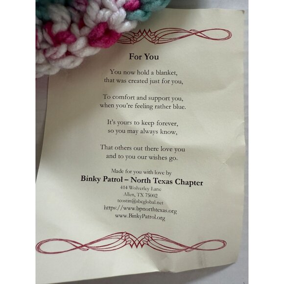 Binky Patrol North Texas Chapter Handmade Crochet Blanket Chevron Pattern 46x48" - Picture 4 of 6